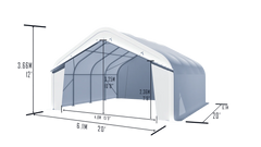 Gold Mountain Single Truss Round Storage Shelter W20'xL20'xH12' - 420g PVC 5ft Arch space