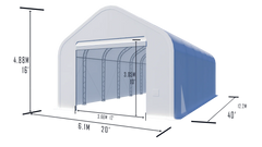 Gold Mountain Double Truss Peak Storage Shelter W20'xL40'xH16'