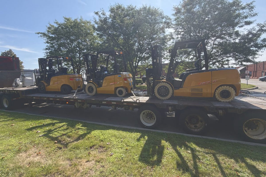 Forklift unloading a GETSUP delivery on site