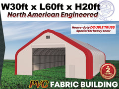 Gold Mountain Double Truss Peak Storage Shelter W30'xL60'xH20'