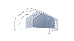 Gold Mountain Single Truss Round Storage Shelter W20'xL20'xH12' - 420g PVC 5ft Arch space
