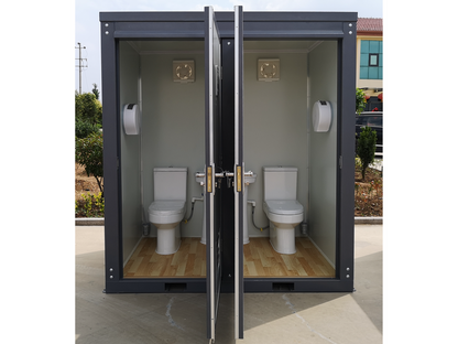 Portable Restroom with 2 Private Toilet Stalls