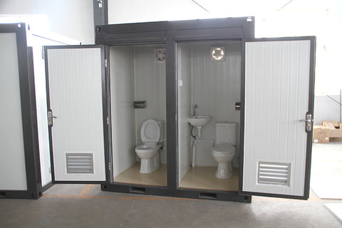 Portable Restroom with 2 Private Toilet Stalls