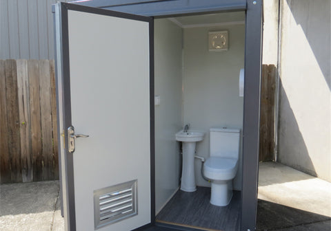 Portable Restroom with 2 Private Toilet Stalls