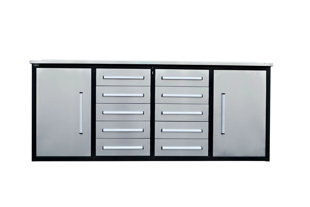 Steelman 7' Stainless Steel Garage Cabinet Workbench (10 Drawers)