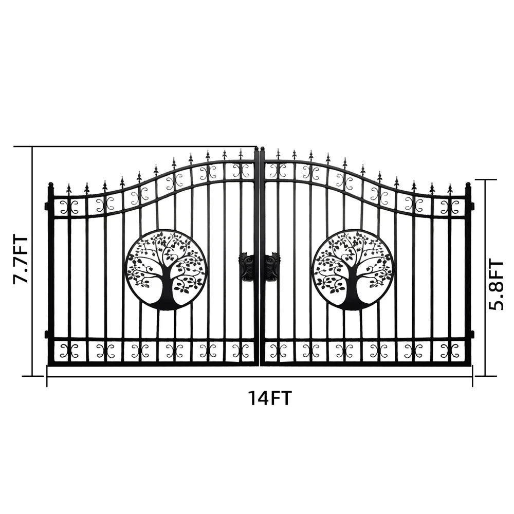 Greatbear Dual Swing Wrought Iron Gate with Pattern "Tree"