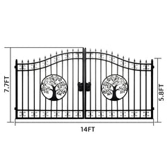 Greatbear Dual Swing Wrought Iron Gate with Pattern "Tree"