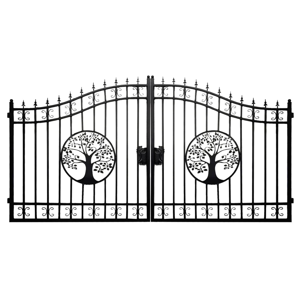 Greatbear Dual Swing Wrought Iron Gate with Pattern "Tree"