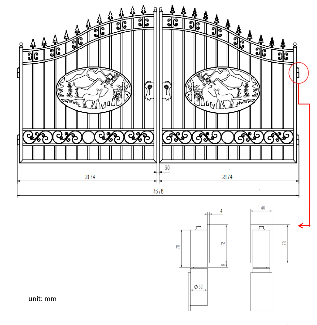Greatbear Dual Swing Wrought Iron Gate for Driveway
